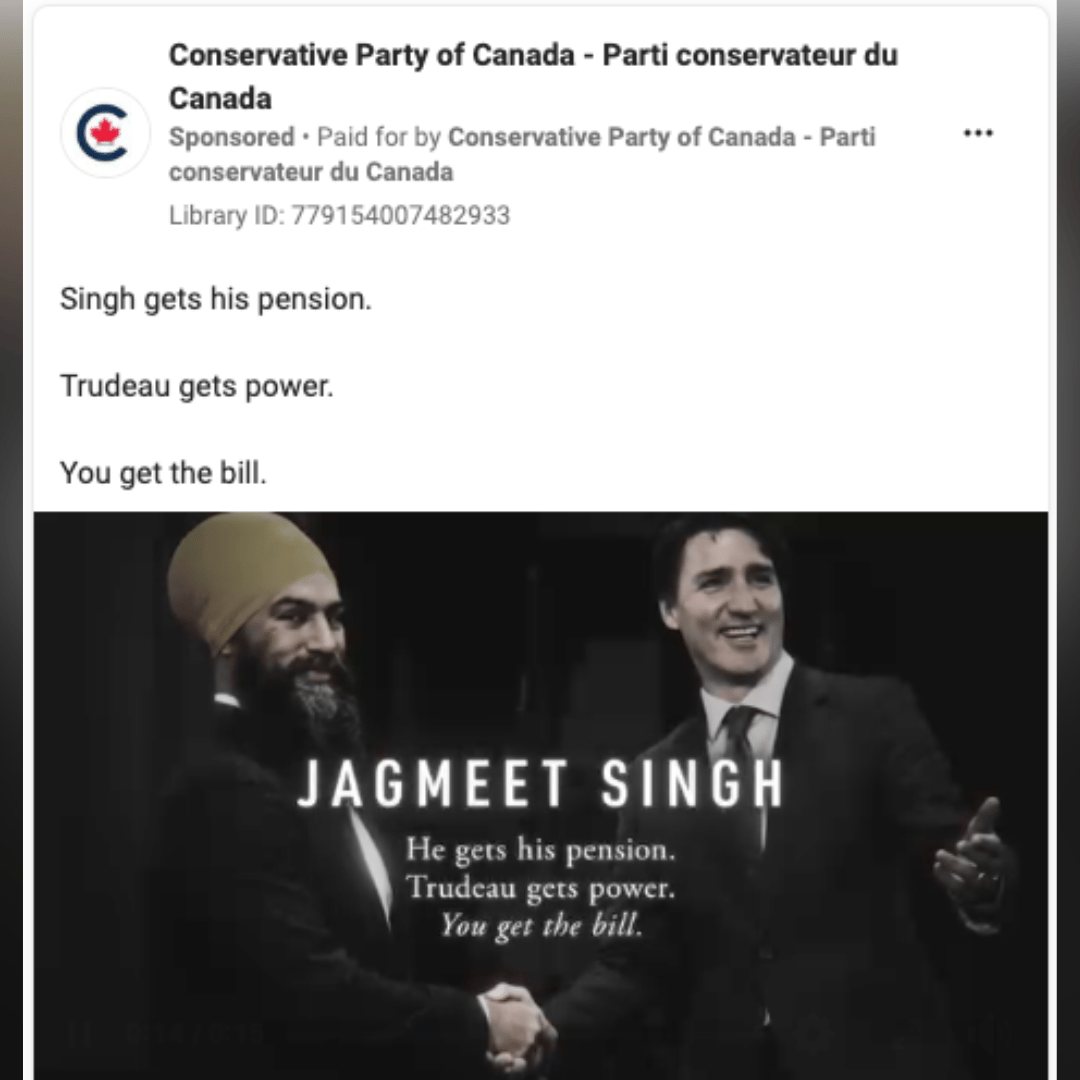 New attack ads targeting Jagmeet Singh by the Conservative Party of Canada.