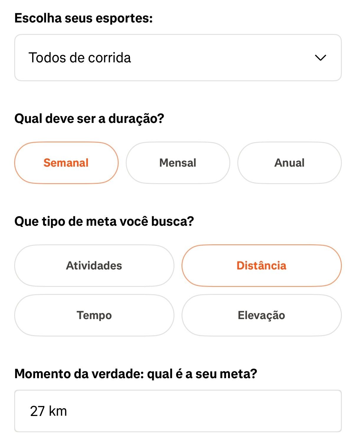 captura de tela de metas do strava