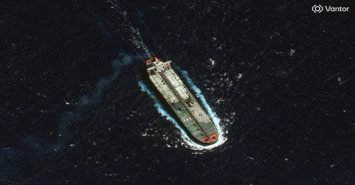 A Venezuelan oil tanker detained by U.S. authorities during a widely disputed operation is shown transiting southwest through the Caribbean Sea near Guadeloupe. Its position was confirmed using AIS signals and high‑resolution satellite imagery, which enabled near‑real‑time identification and tracking of the vessel’s movement. 