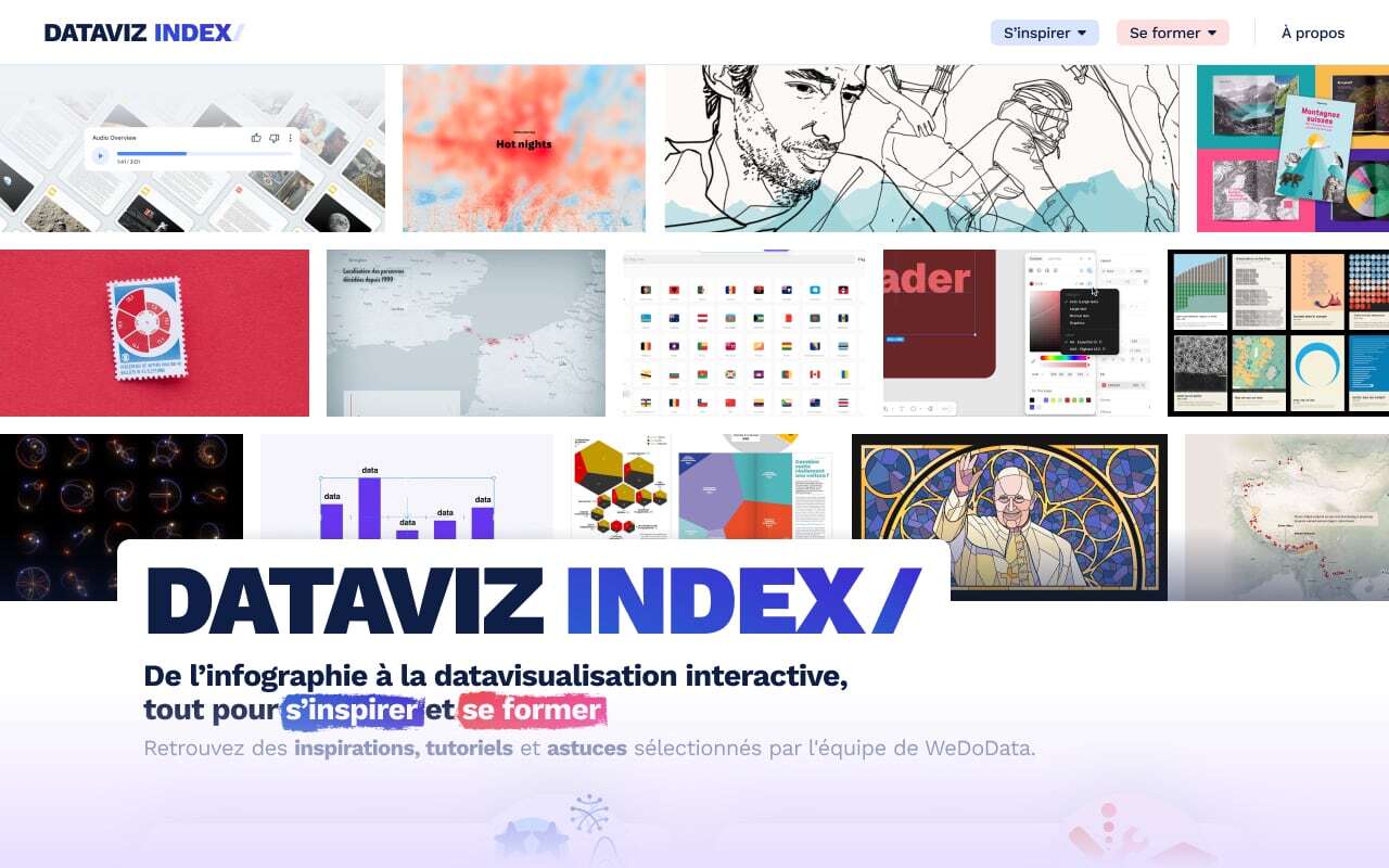 Dataviz Index - de l'infographie à la datavisualisation, tout pour s'inspirer et se former - par Wedodata