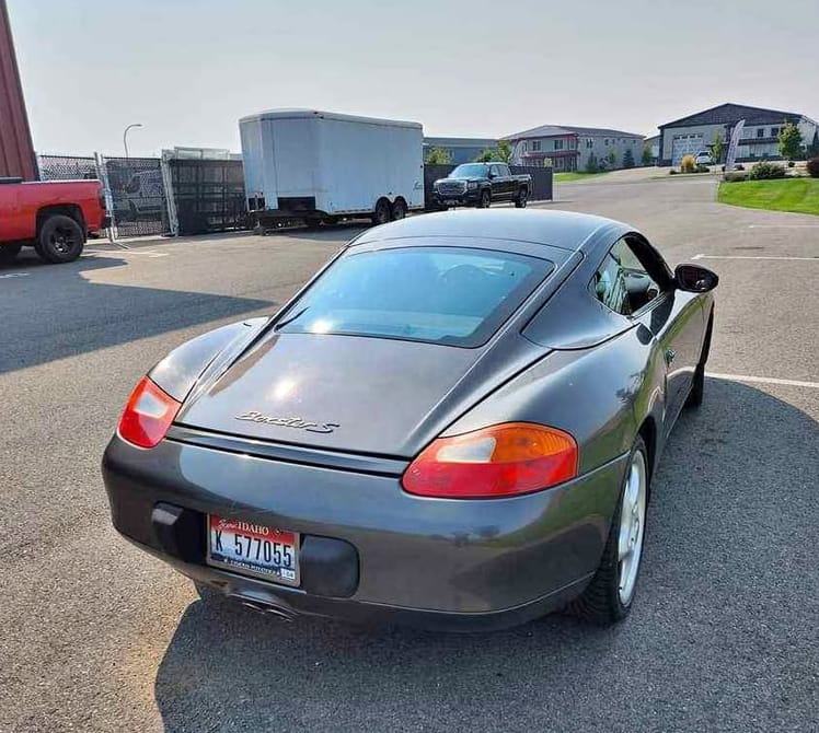 First-generation Porsche 986 Boxster with rare removable Zienthop hardtop, giving it the appearance of a coupe. Hayden, ID. Listed for $15,250.
