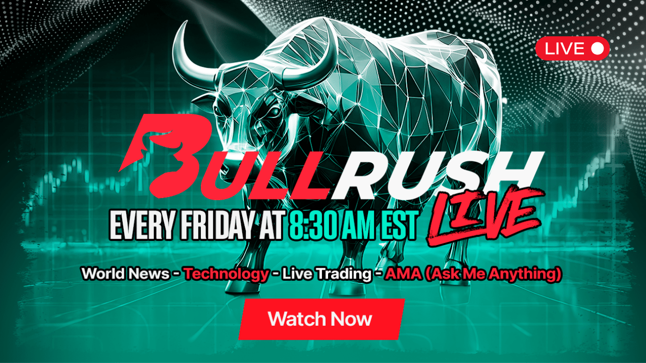 BullRush Live streaming weekly at 8:30 AM EST with real-time market analysis
