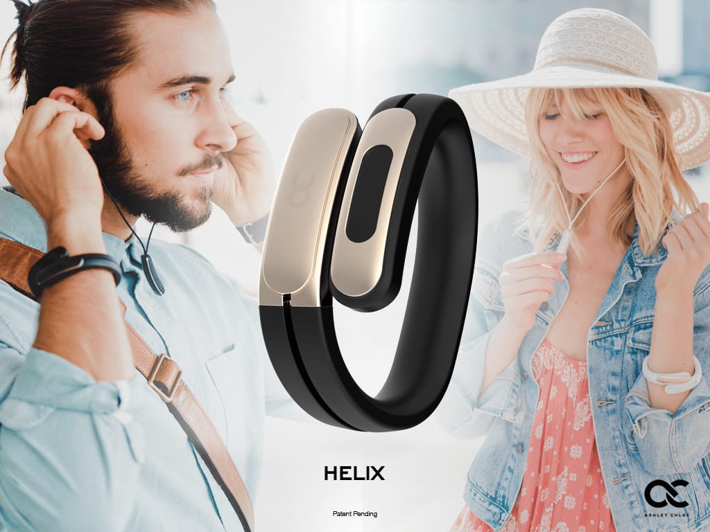 Helix connected bracelet stereo earphones