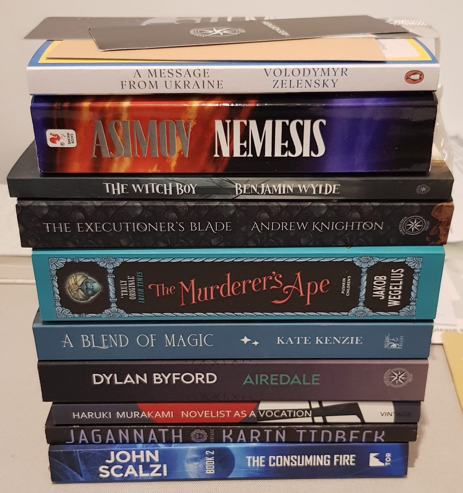 A pile of books, my TBR pile.