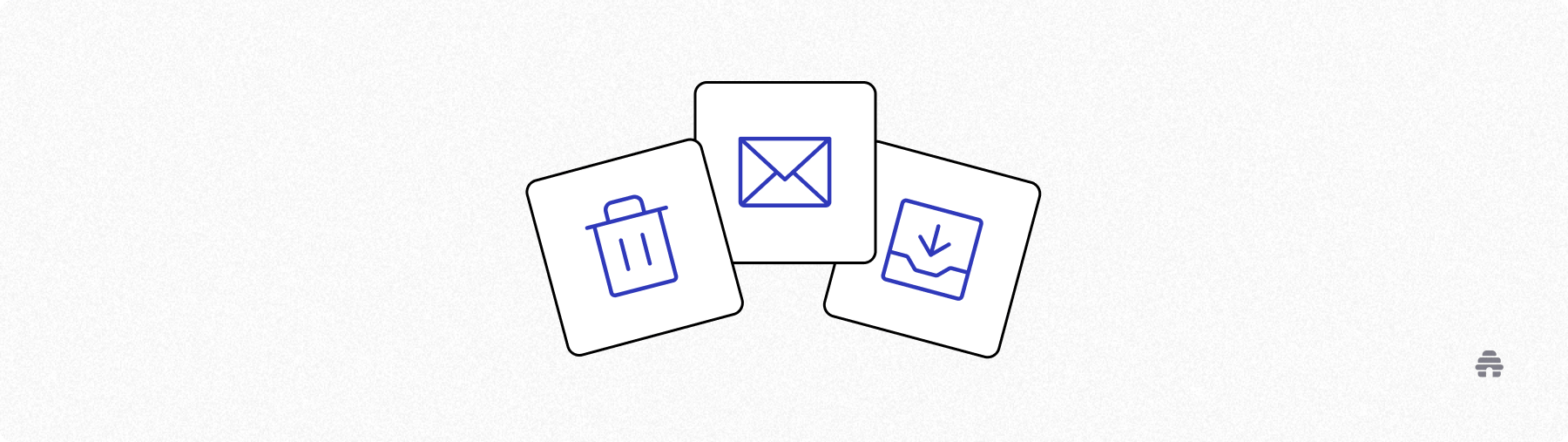 Three icons showing deleting an email, receiving an email, and marking an email as spam, representing subscriber actions that affect engagement. The graphic highlights how beehiiv newsletter creators must monitor inbox behavior to improve deliverability and retention