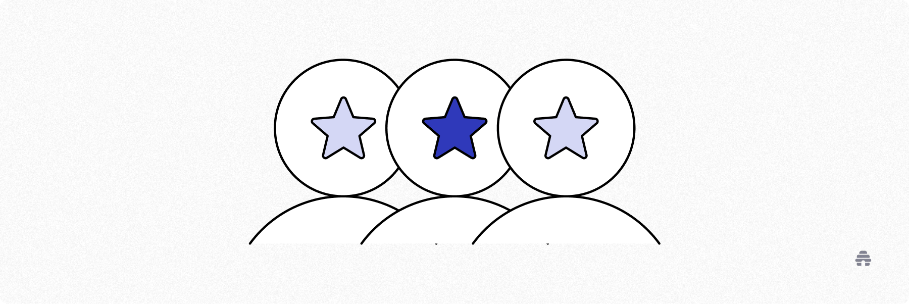 Three stylized people icons with stars on their faces, highlighting how beehiiv helps creators attract high-quality, engaged subscribers.