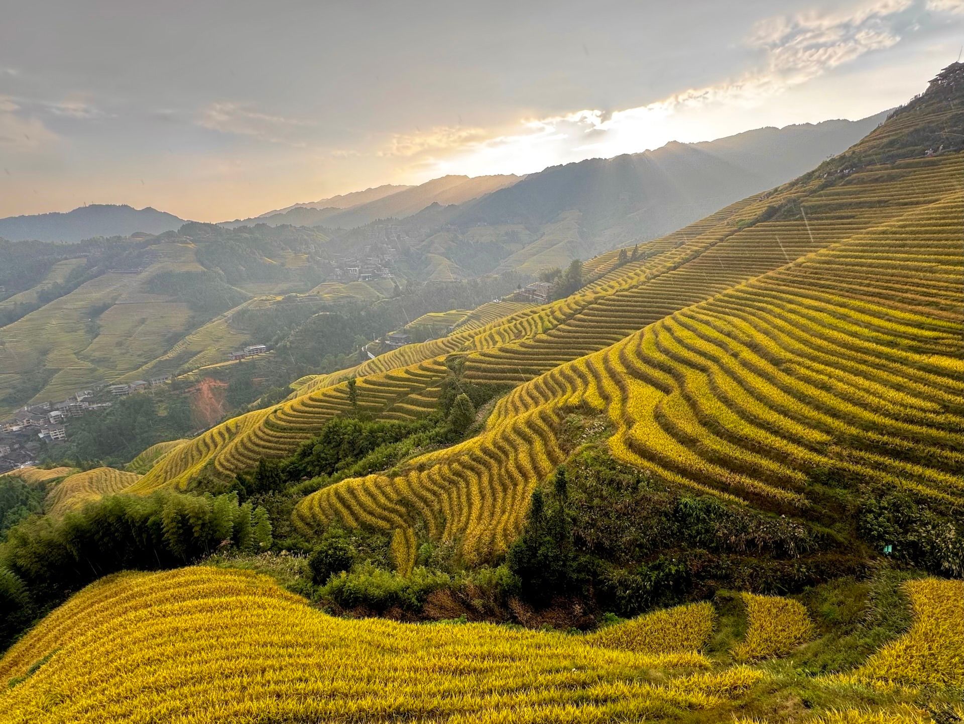 View of Jinkeng Dazhai Rice Terrace from the Cable Car