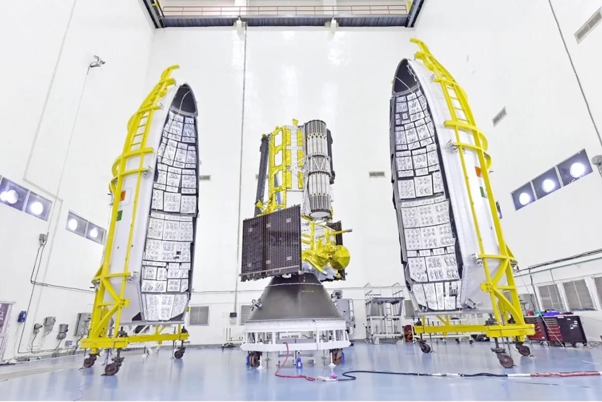 The NISAR satellite is preparing for encapsulation within the payload fairing of the GSLV Mark 2 launch vehicle, scheduled for liftoff on July 30.