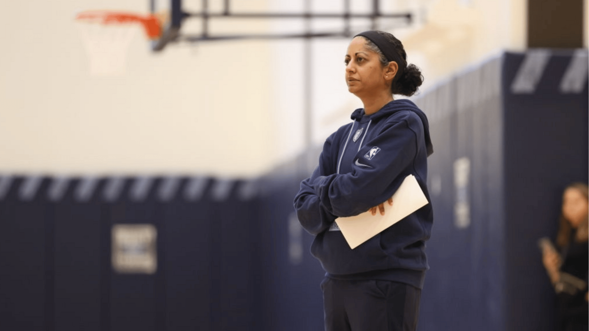 Sonia Raman of the Memphis Grizzlies coaches during an all access team practice on February 27, 2023 at FedExForum in Memphis, Tennessee.