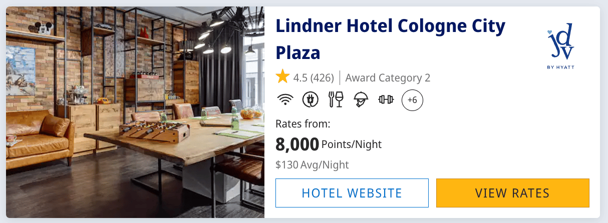 Lindner Hotel in Cologne, Germany for 8,000 Hyatt points per night