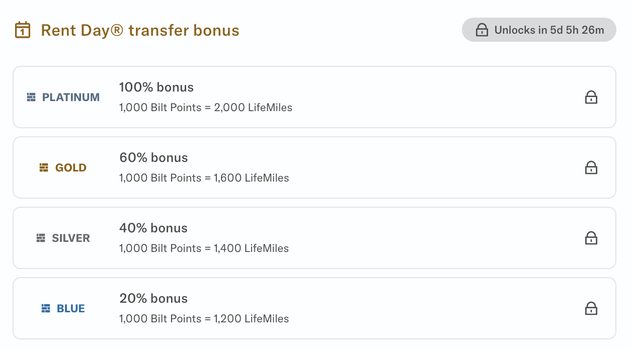 Bilt Rent Day transfer ratios