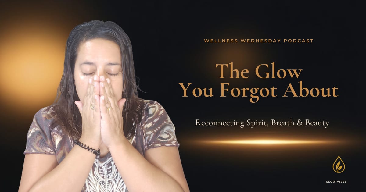 Jenice Story closing her eyes and grounding with her hands over her face, representing calm, breath, and emotional reset for Thanksgiving week during the Wellness Wednesday Podcast.