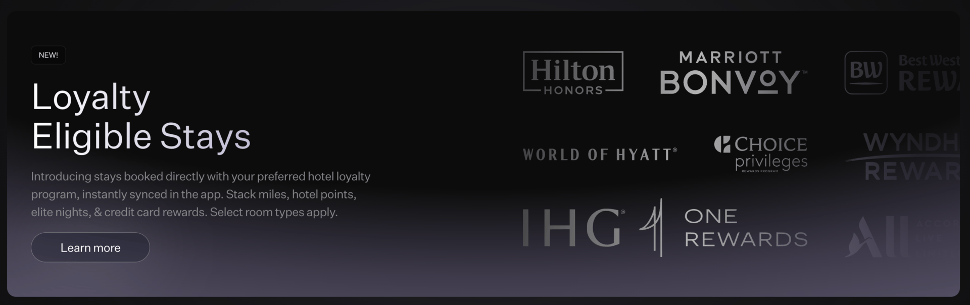 Loyalty-eligible bookings through Rove (banner image)