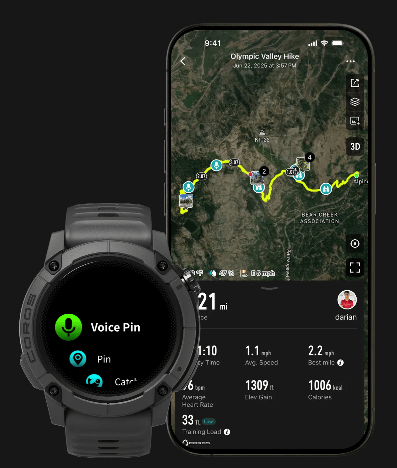 COROS NOMAD NOTAS DE AUDIO NO MAPA