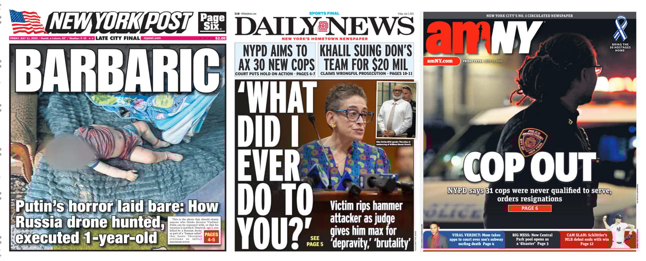 New York Newspaper Front Pages for July 11th, 2025