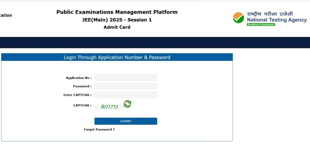 Jee main 2025 Admin Card