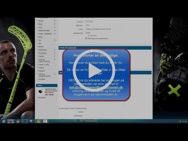 Log ind til klubshop på copenhagenfloorballcenter.dk