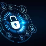 Digital Cybersecurity Hologram With Glowing Lock With Padlock Ci