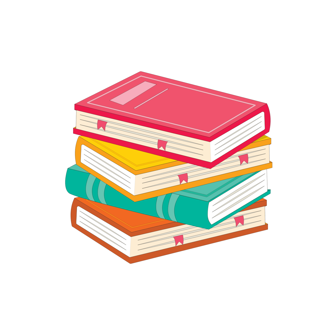 Multicolored books stacked on top of each other.