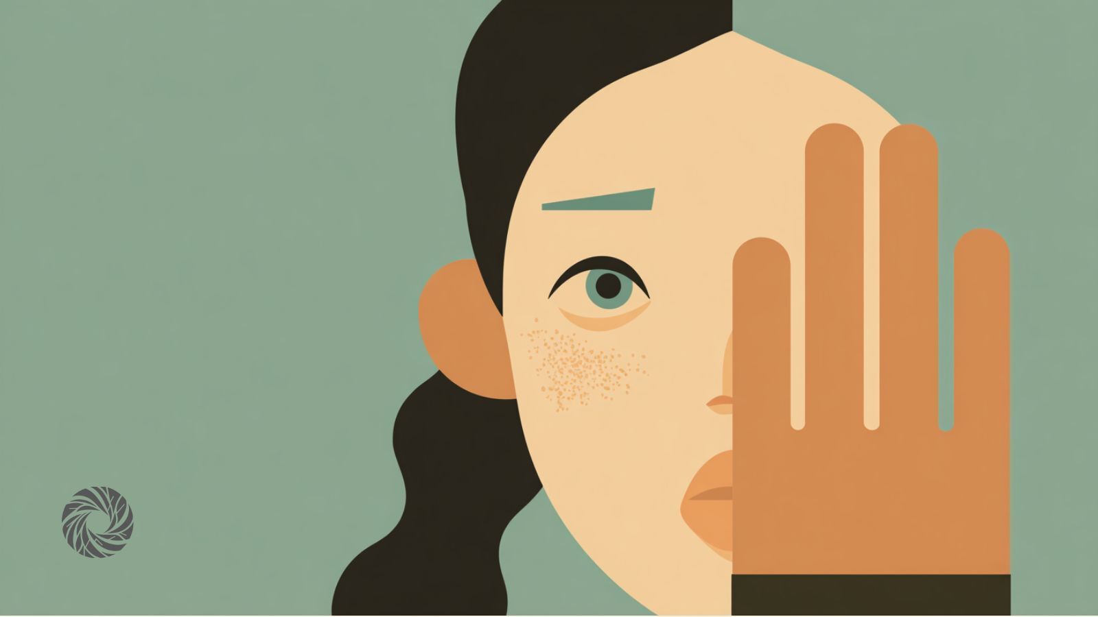 Woman hides her face in embarrassment.