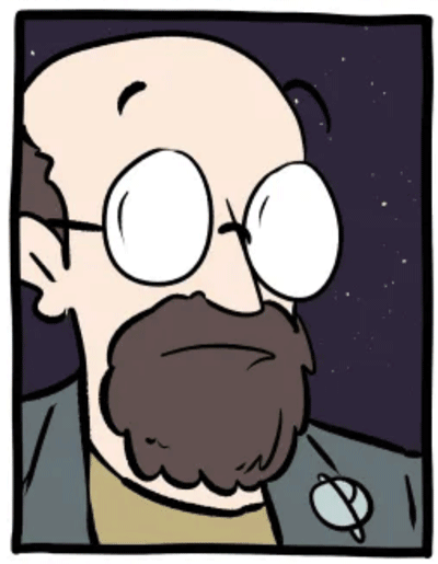 A drawing of me in a web comic which is fairly accurate except I have a full (if sparse) beard and he didn’t make it gray enough.
