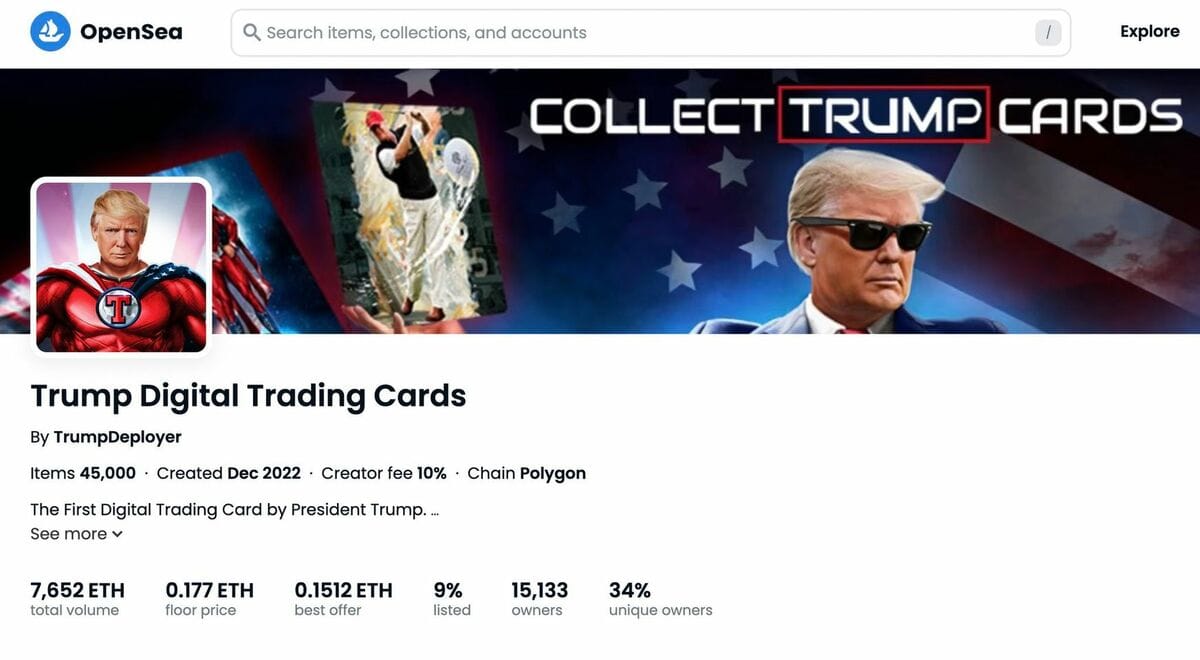 Trump's NFT collection collapses 69% in price