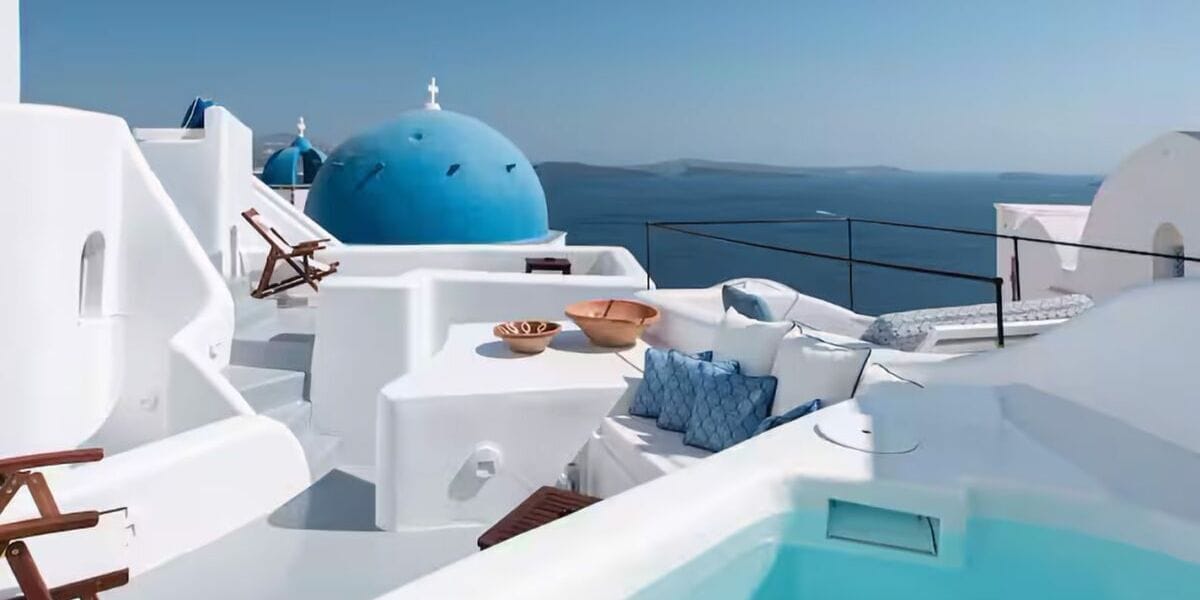 Santorini white washed buildings