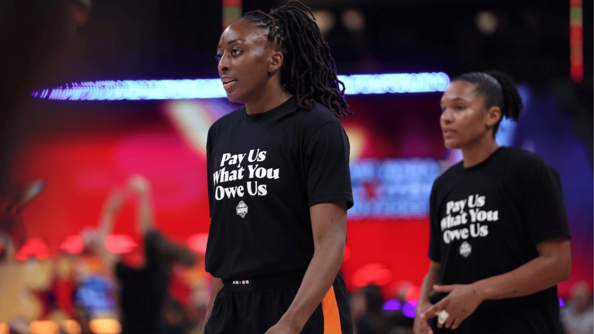  Team Collier forward Nneka Ogwumike (3) looks on before the 2025 WNBA All Star Game at Gainbridge Fieldhouse