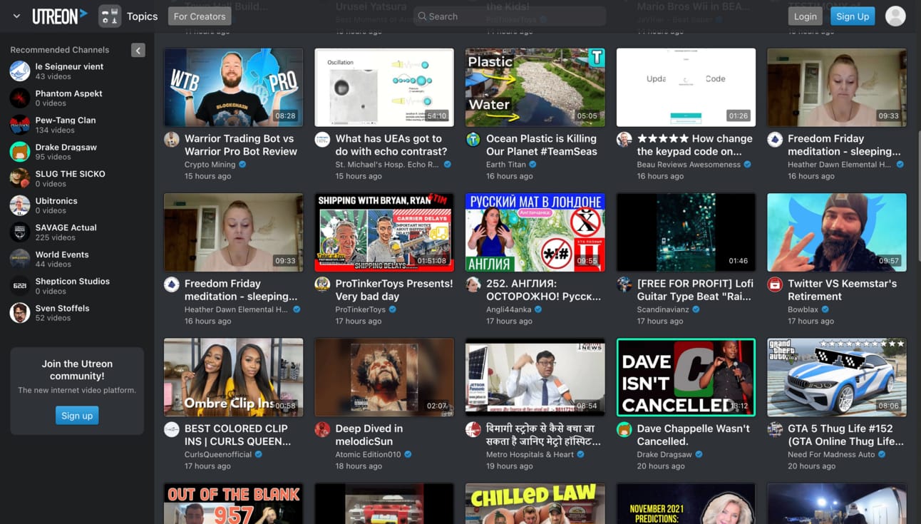Utreon - Watch all the videos you love | Best YouTube Alternatives by Techkzar