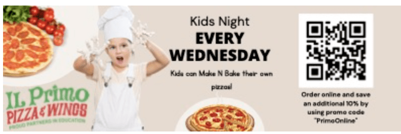 A woman holding a pizza in front of a white background.
