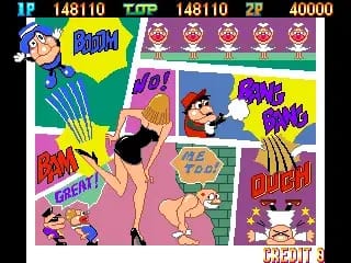 The first screenshot features art from the game, showing off some of the weird little guys as well as a comparatively very tall and normally drawn woman in a skimpy, tight dress.