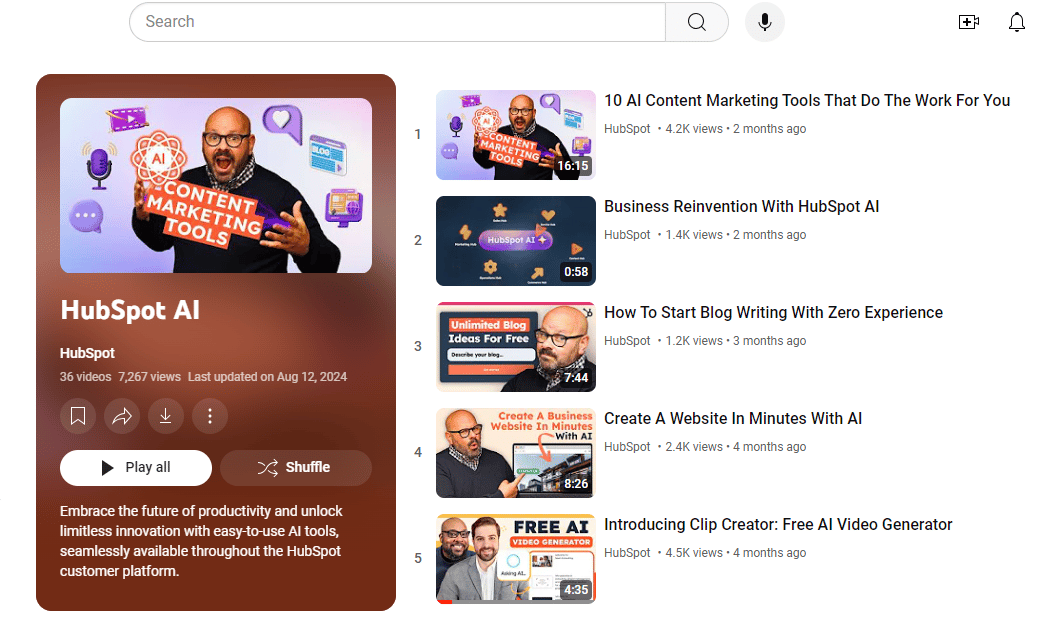 Hubspot AI YouTube
