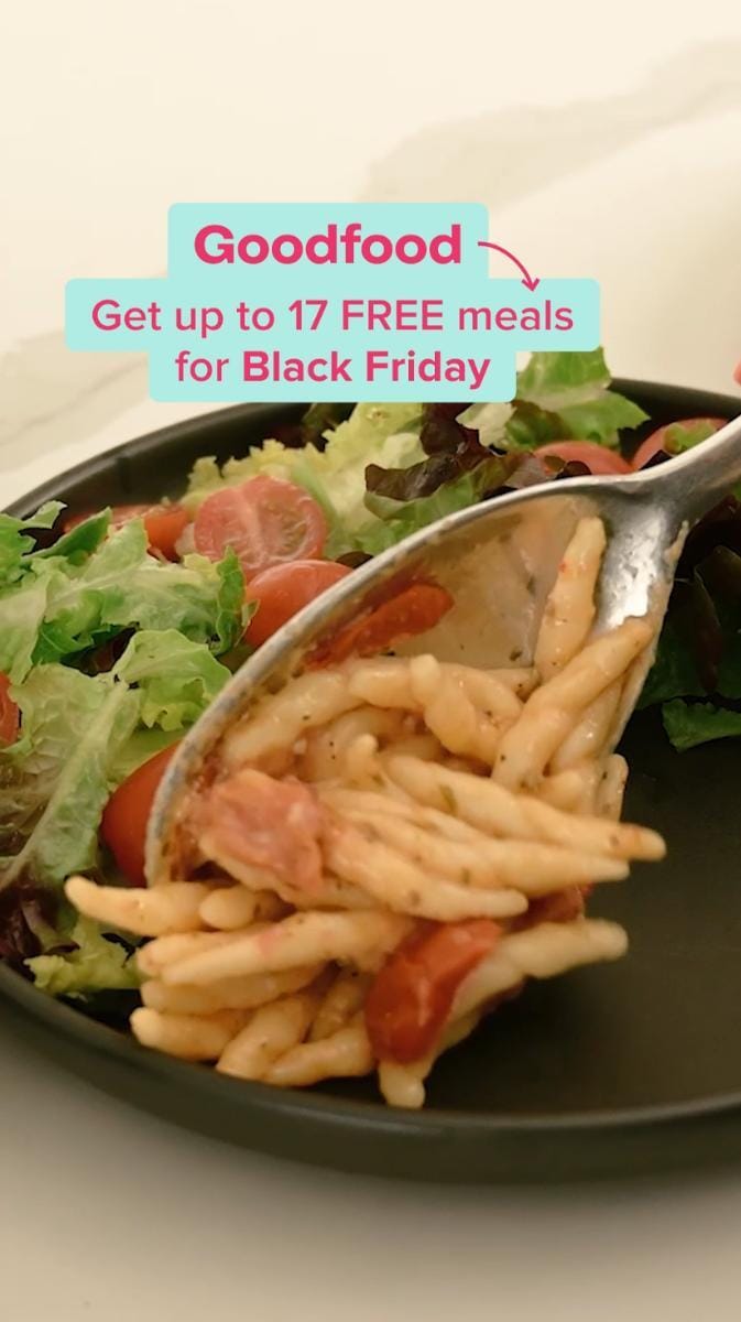 Screenshot of a BFCM video ad from home meal kit companty Goodfood..