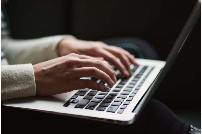 typing on computer