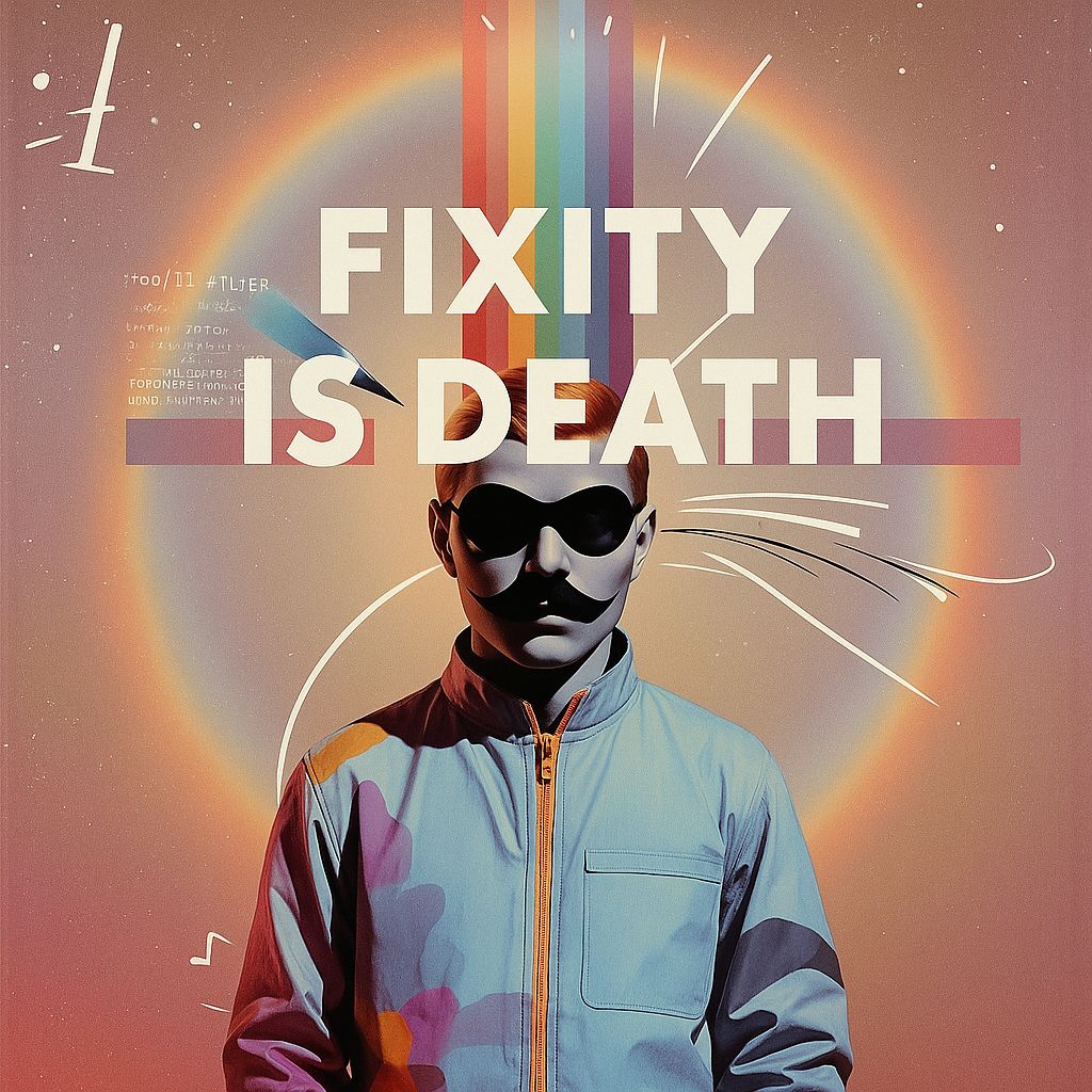 The words Fixity Is Death 