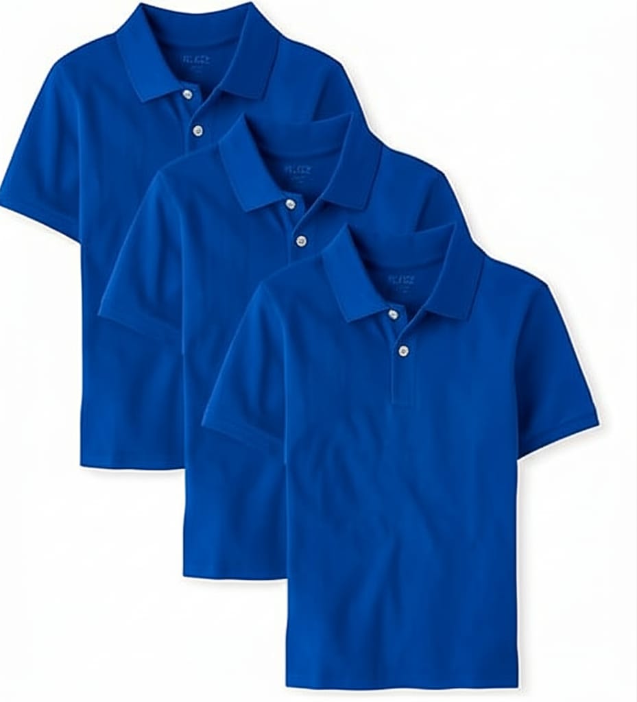 Children’s Place Unisex Polo 3-Pack Soft, tag-free cotton-blend polos in a 3-pack, designed for boys and girls with a fade-resistant finish—ideal for daily school uniform wear.