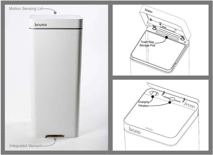 Bruno dustbin connected vacuum cleaner