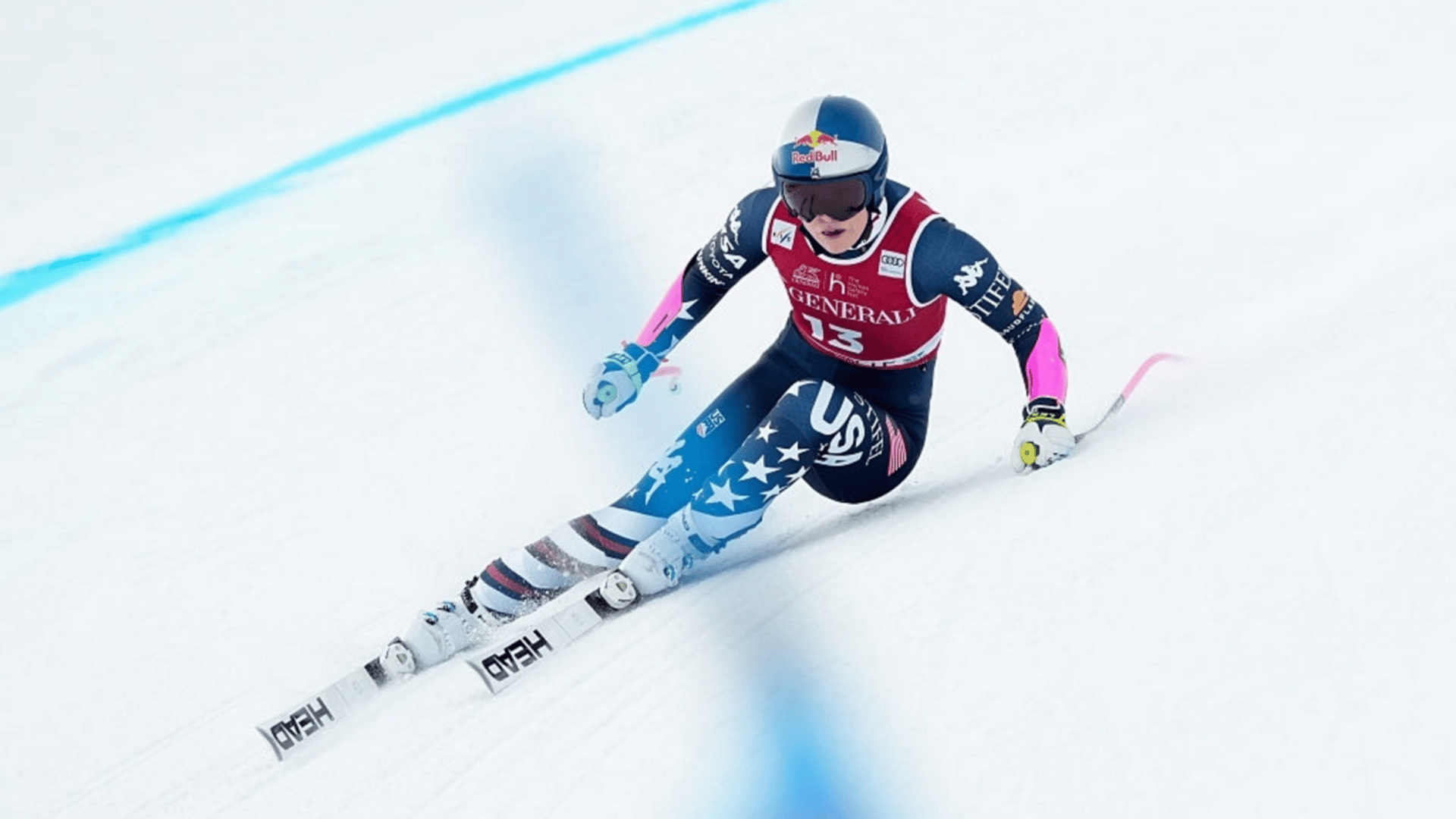 Lindsey Vonn of Team United States in action during the Audi FIS Alpine Ski World Cup Women's Super G 
