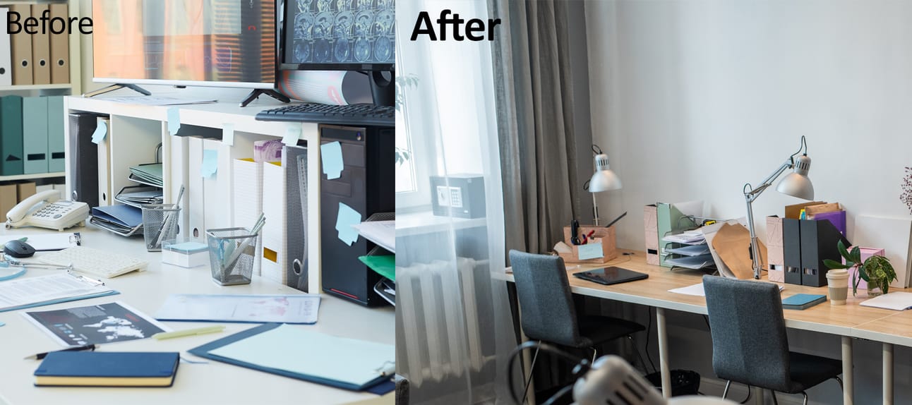 Befor and After desk set up