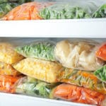frozen vegetables in refrigerator