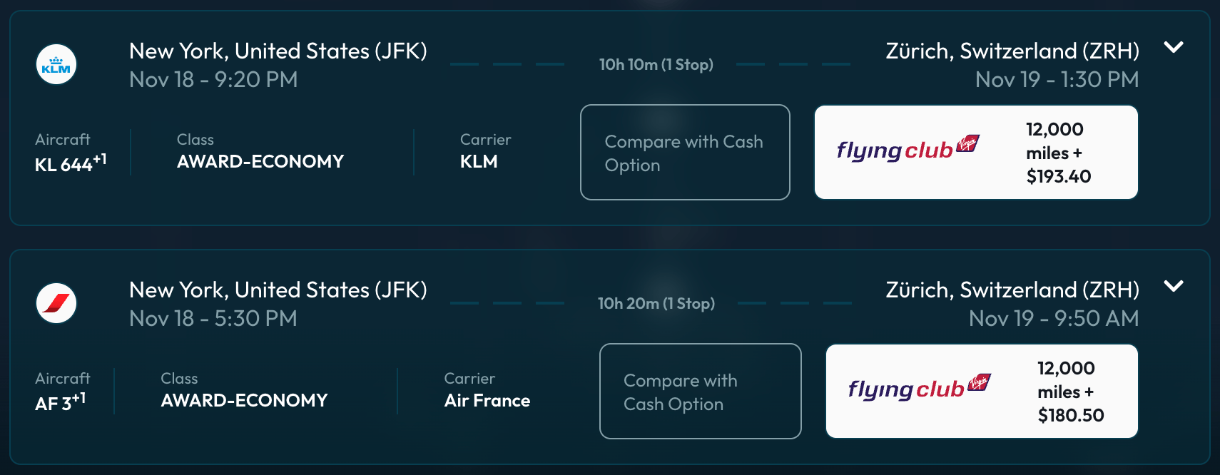Flights from NYC to Zurich