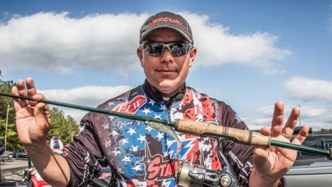Jason Reyes swam a bluegill flash-colored 2.8-inch Keitech Swing Impact FAT for most of his weight and added some with a Zoom Finesse Worm.