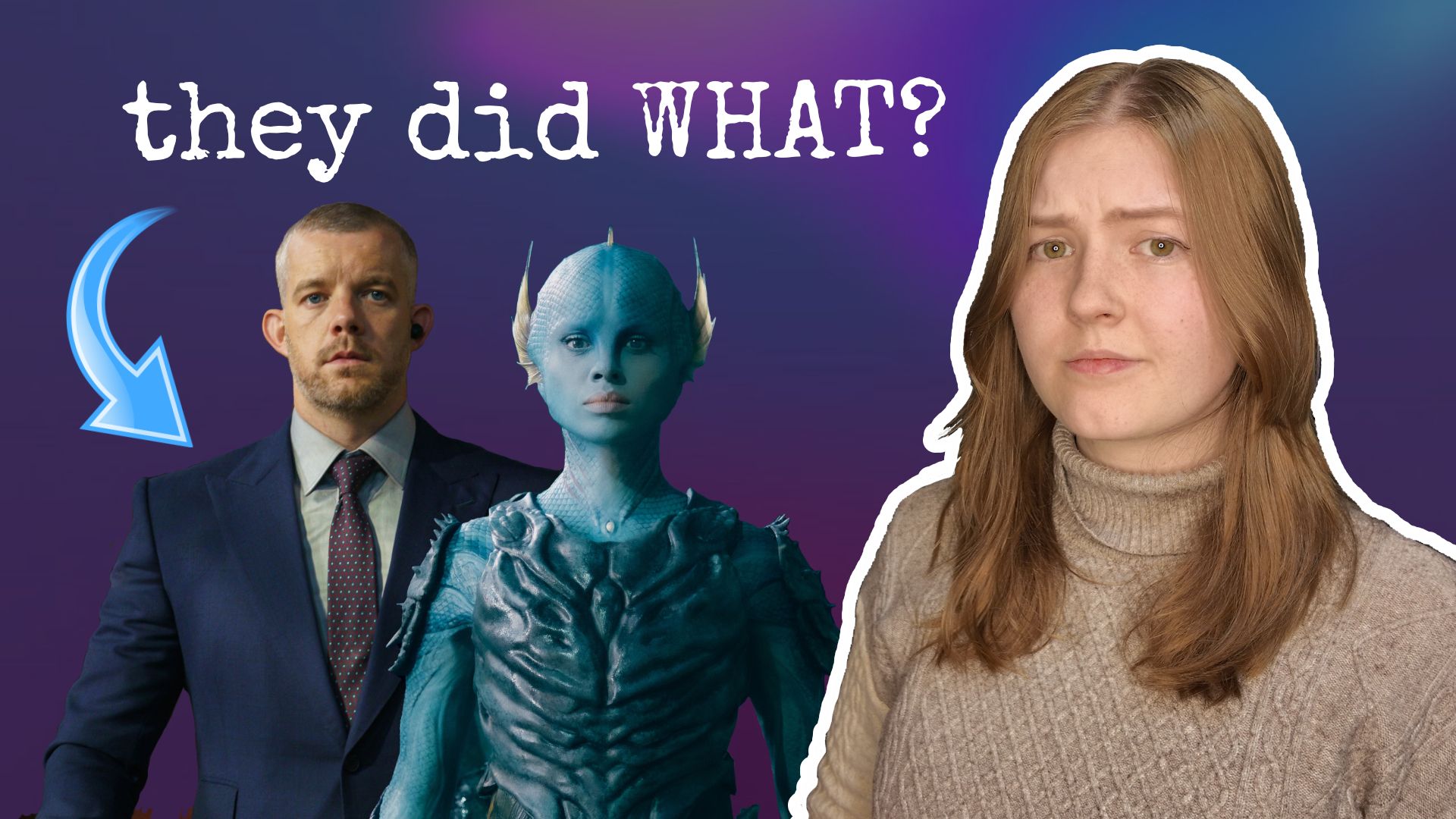 A YouTube thumbnail featuring the characters from The War Between the Land and the Sea, with a big arrow pointing to them and the text "They did WHAT?"