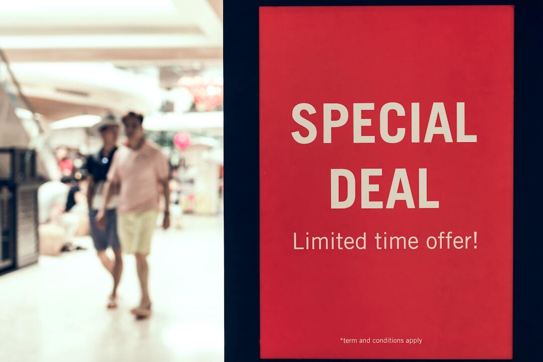 Special deal sign in the shopping mall in Asia.