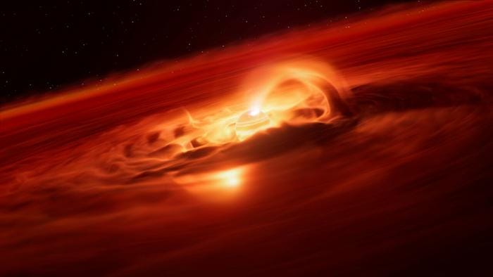 This artist’s impression shows Cha 1107‑7626, a rogue planet about 620 light‑years away and 5–10 times more massive than Jupiter. Unlike planets bound to stars, it feeds on material from a surrounding disk. Using ESO’s Very Large Telescope (VLT), astronomers found it accreting gas and dust at roughly six billion tonnes per second—the fastest rate ever measured for a planetary‑mass body. The team suggests strong magnetic fields may be channeling material onto the planet, a process usually seen in stars. As the infalling gas strikes the surface, it creates a bright hot spot. Observations with the VLT’s X‑shooter spectrograph in mid‑2025 revealed a sharp brightening and spectral signatures of gas, showing the planet is now accreting about eight times faster than only a few months earlier.
