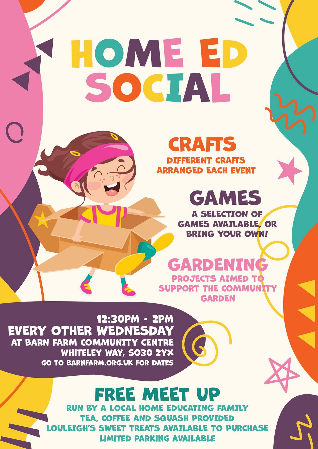 Event poster complete with a little girl wearing a homemade aeroplane costume
