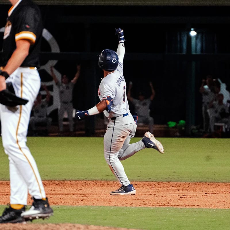 Eric Guevara celebrates home run