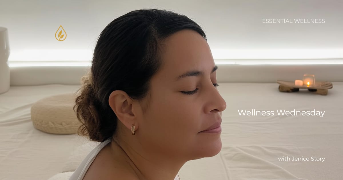 Jenice Story resting in stillness during a Wellness Wednesday meditation moment