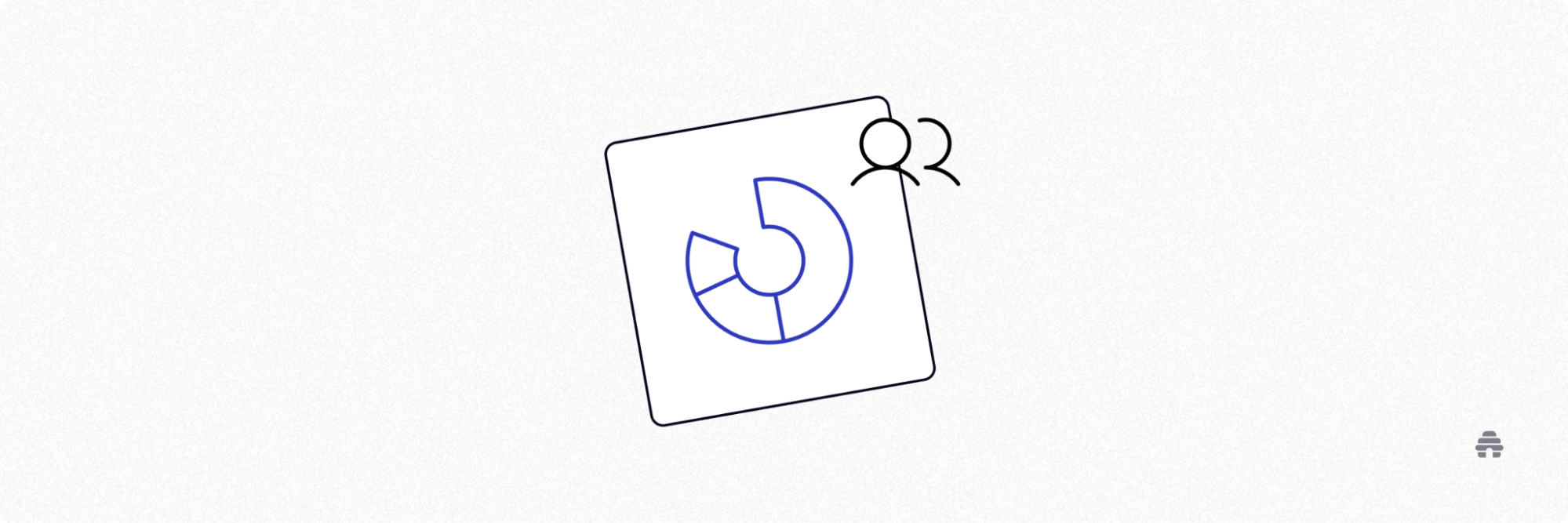 Illustration of a dashboard card with a segmented pie chart and user icon, representing newsletter audience analytics and performance insights. The graphic highlights how beehiiv helps creators track subscriber behavior and optimize growth strategies