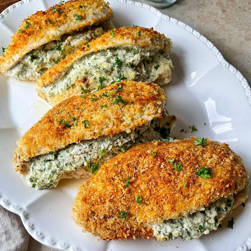 Garlic Herb-Stuffed Chicken with vermentino